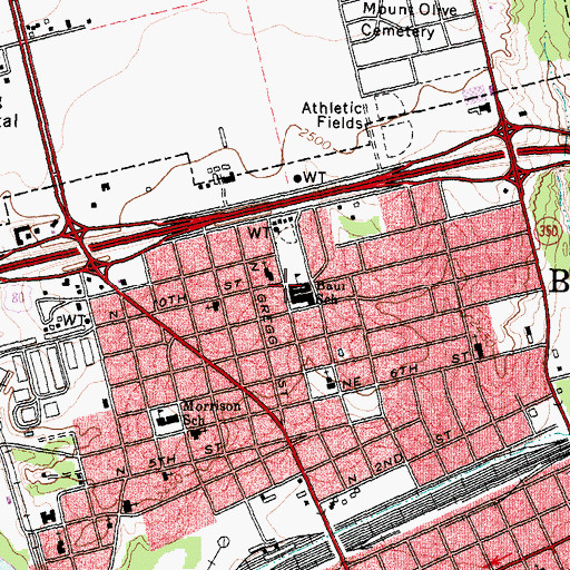 Topographic Map of Baur School, TX