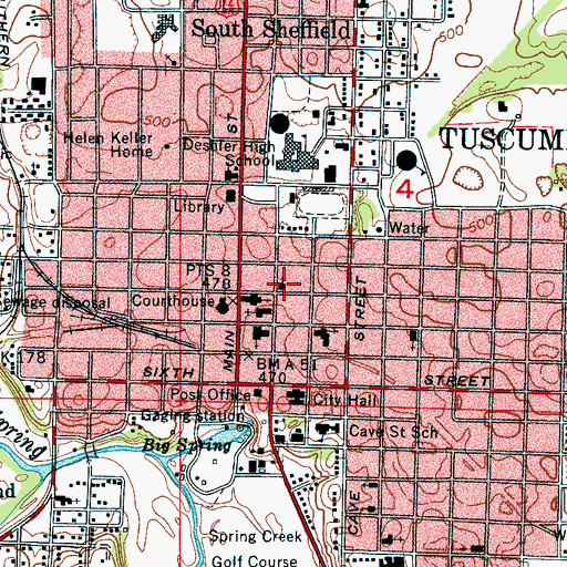 Topographic Map of Saint Johns Episcopal Church, AL