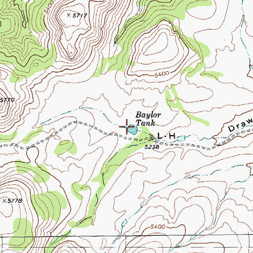 Topographic Map of Baylor Tank, TX