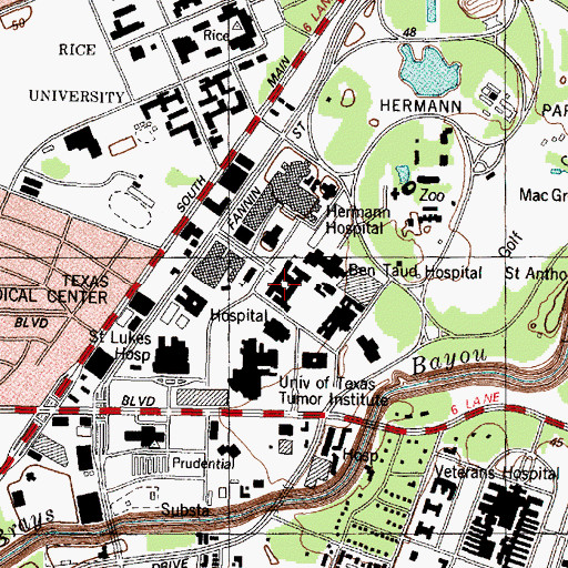 Topographic Map of Baylor College of Medicine, TX