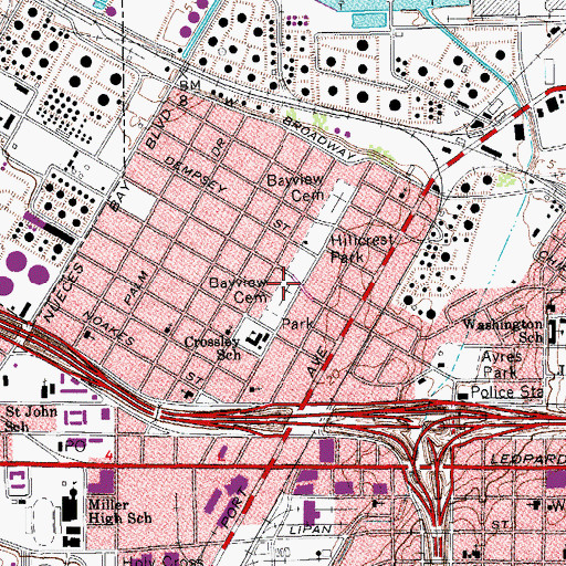 Topographic Map of Bayview Cemetery, TX