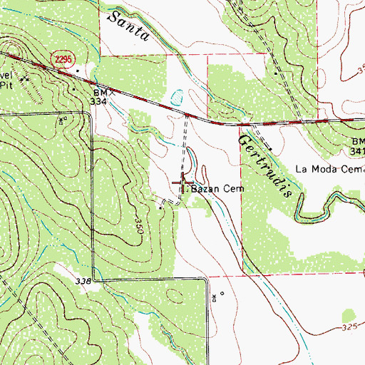 Topographic Map of Bazan Cemetery, TX