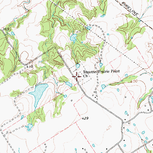 Topographic Map of Bazette-Prairie Point Church, TX
