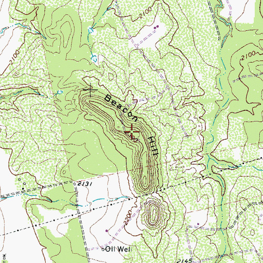 Topographic Map of Beacon Hill, TX