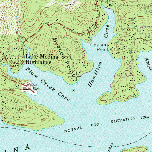 Topographic Map of Beacon Point, TX