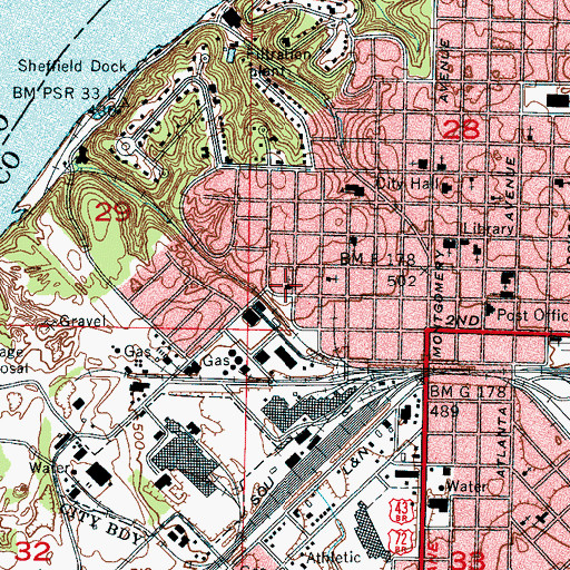 Topographic Map of Saint Louis Avenue Church of Christ, AL