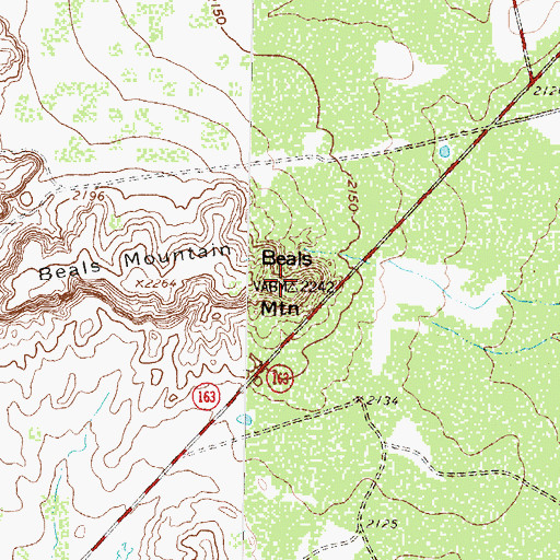 Topographic Map of Beals Mountain, TX