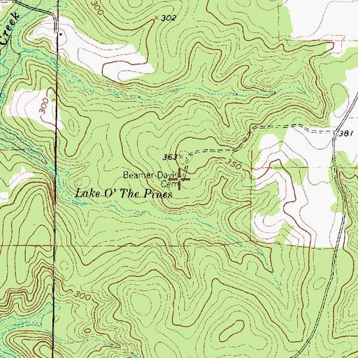 Topographic Map of Beamer - Davis Cemetery, TX