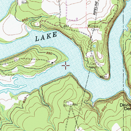 Topographic Map of Beans Creek, TX