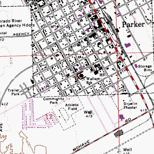 Topographic Map of Wallace Elementary School, AZ