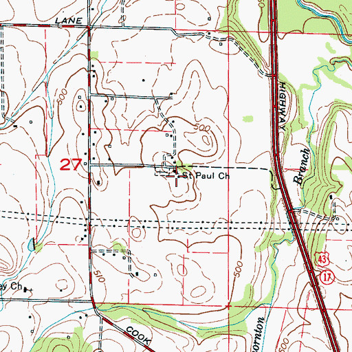 Topographic Map of Saint Paul School (historical), AL