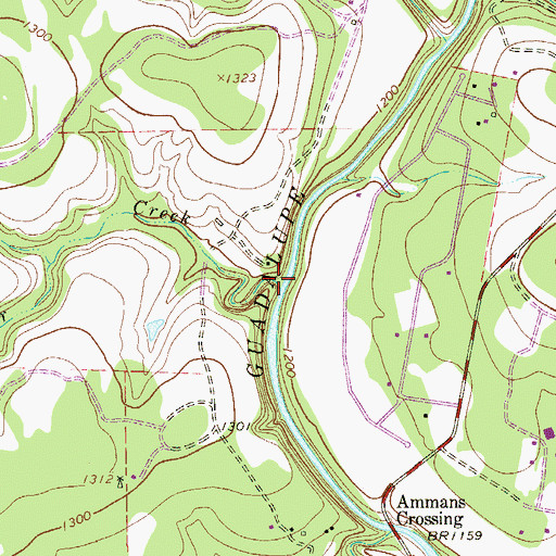 Topographic Map of Bear Creek, TX
