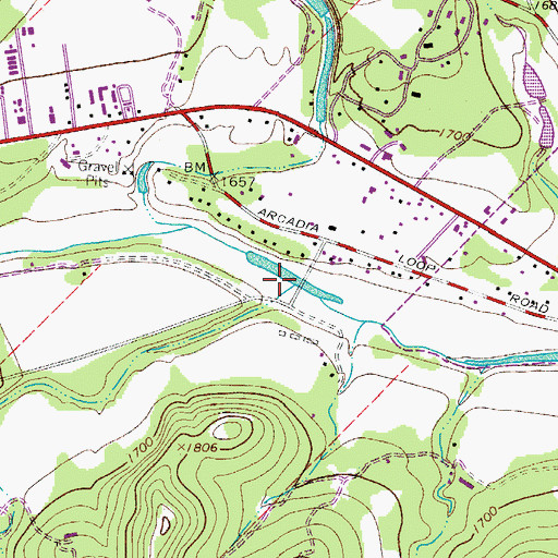 Topographic Map of Bear Creek, TX
