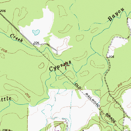 Topographic Map of Bear Creek, TX
