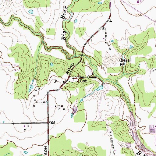 Topographic Map of Bear Creek Cemetery, TX