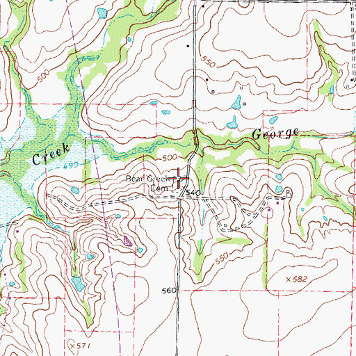 Topographic Map of Bear Creek Cemetery, TX