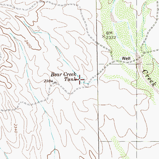 Topographic Map of Bear Creek Tank, TX