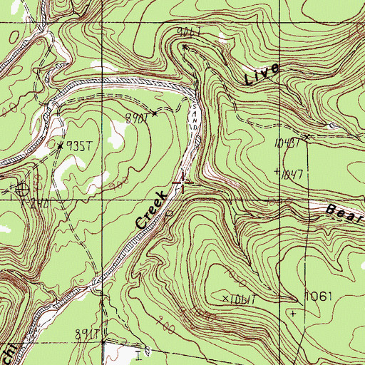 Topographic Map of Bear Hollow, TX