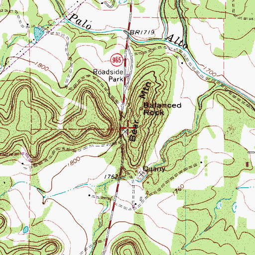 Topographic Map of Bear Mountain, TX