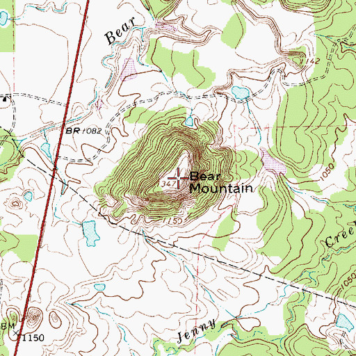 Topographic Map of Bear Mountain, TX