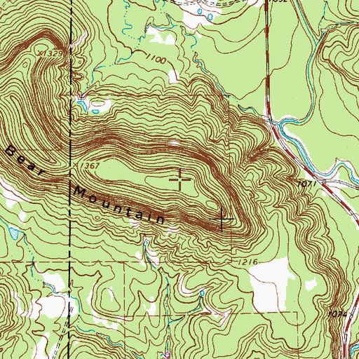 Topographic Map of Bear Mountain, TX