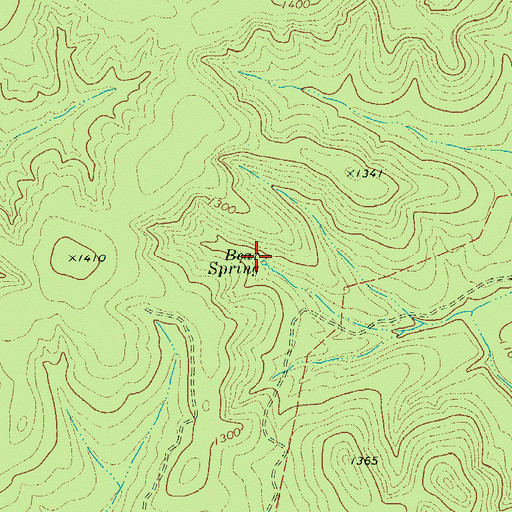 Topographic Map of Bear Spring, TX