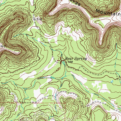 Topographic Map of Bear Spring, TX