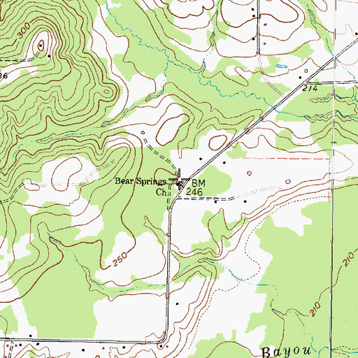 Topographic Map of Bear Springs Church, TX