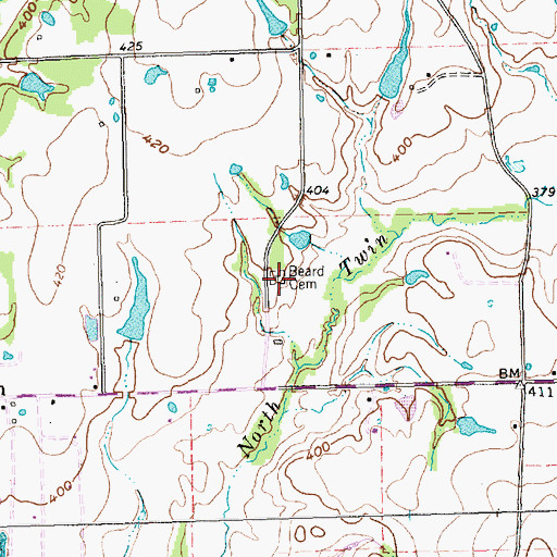 Topographic Map of Beard Cemetery, TX
