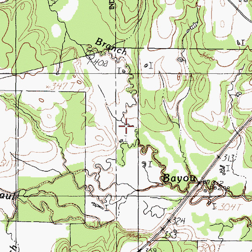 Topographic Map of Bearden Branch, TX