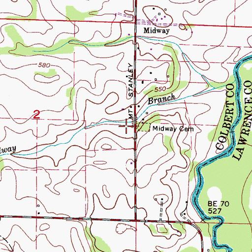 Topographic Map of Shady Grove Church (historical), AL