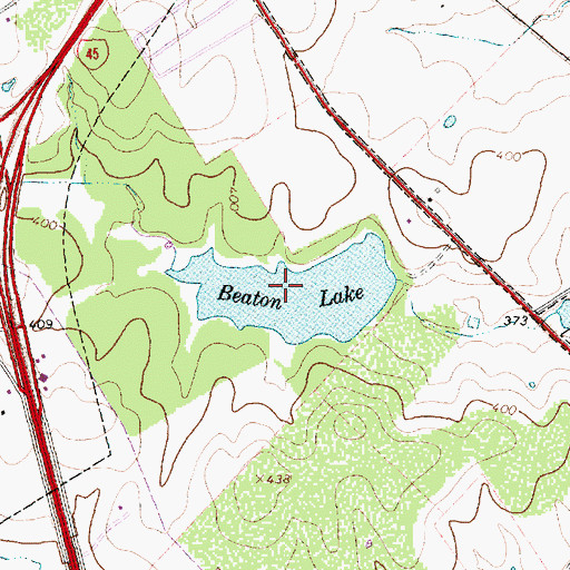 Topographic Map of Beaton Lake, TX