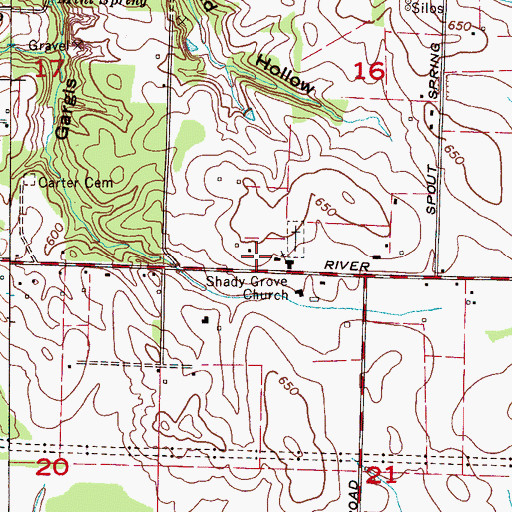 Topographic Map of Shady Grove School (historical), AL
