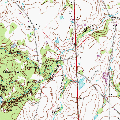 Topographic Map of Beaver Dam Branch, TX