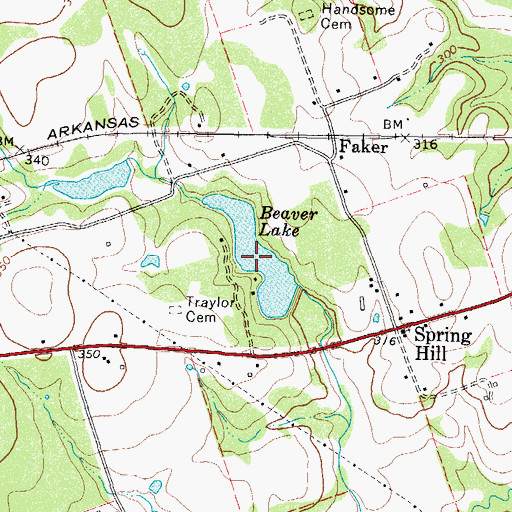 Topographic Map of Beaver Lake, TX