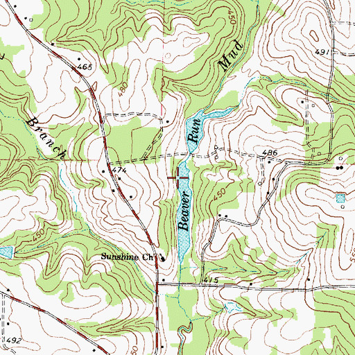 Topographic Map of Beaver Run, TX