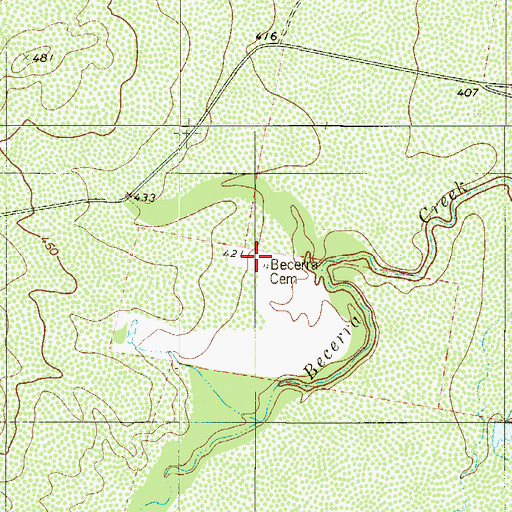 Topographic Map of Becerra Cemetery, TX