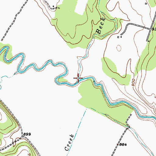 Topographic Map of Beck Branch, TX