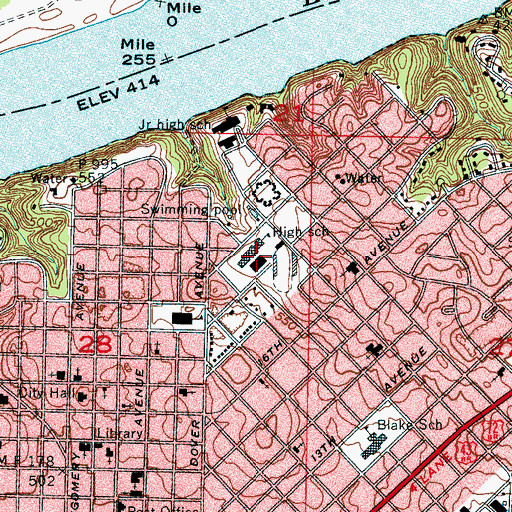 Topographic Map of Sheffield High School, AL