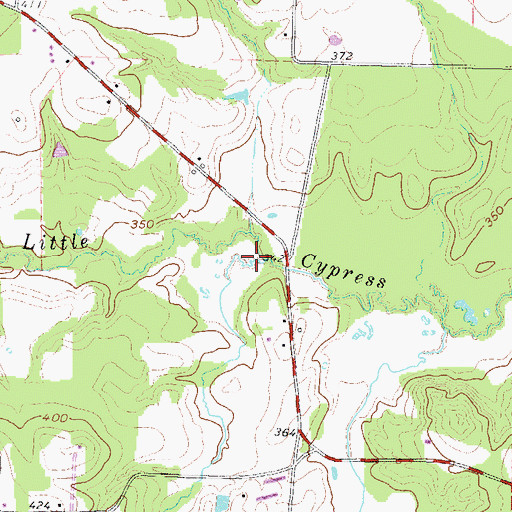 Topographic Map of Beck Branch, TX