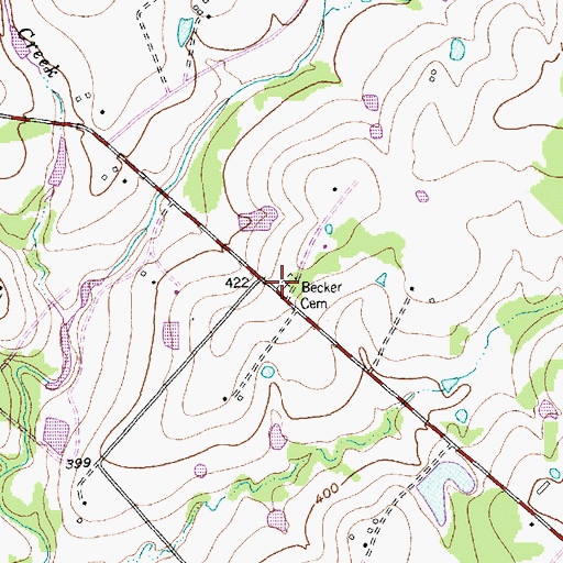 Topographic Map of Becker Cemetery, TX