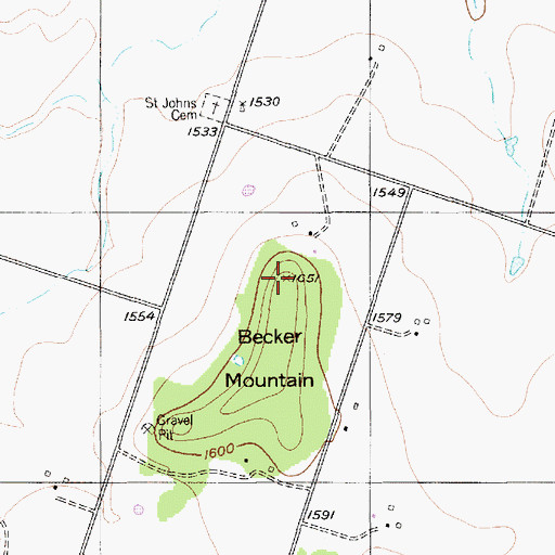 Topographic Map of Becker Mountain, TX