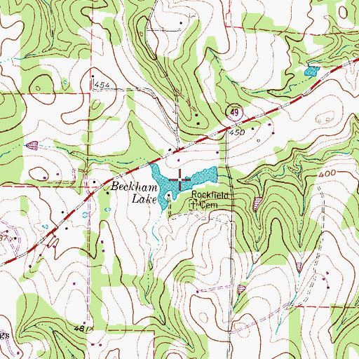 Topographic Map of Beckham Lake, TX