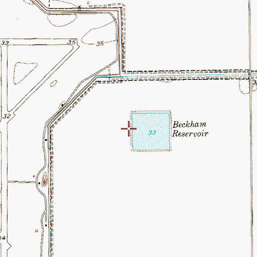 Topographic Map of Beckham Reservoir, TX