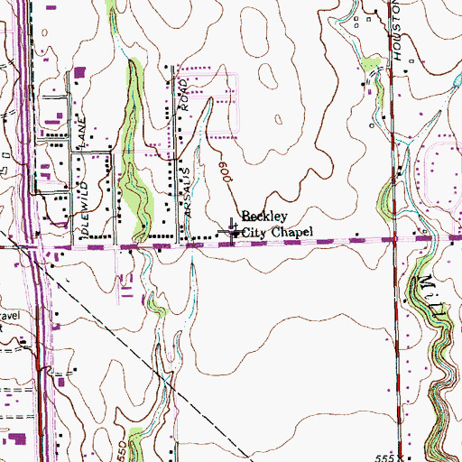 Topographic Map of Beckley City Chapel, TX