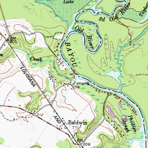Topographic Map of Beckum Creek, TX
