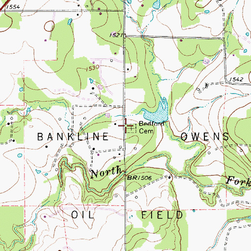Topographic Map of Bedford Cemetery, TX