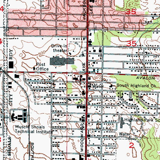 Topographic Map of Shoals Bible Baptist Church, AL