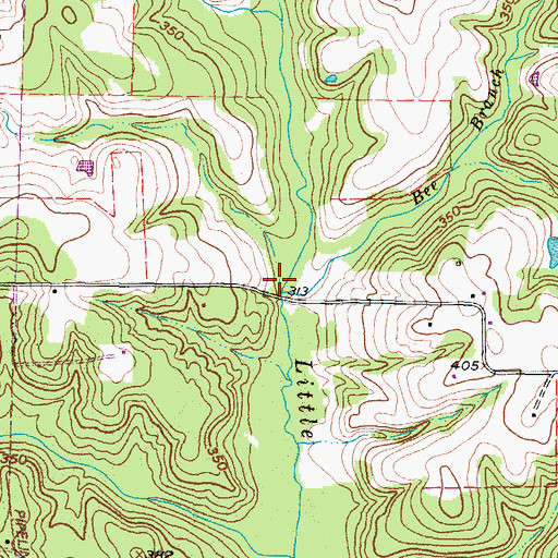 Topographic Map of Bee Branch, TX