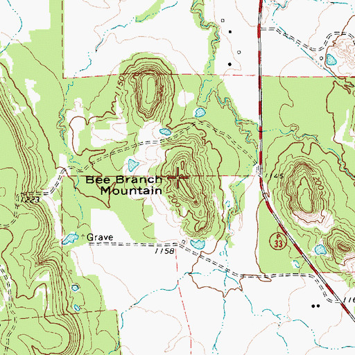 Topographic Map of Bee Branch Mountain, TX